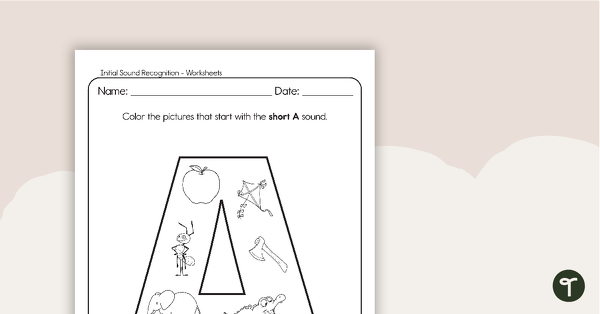 Preview image for Initial Sound Recognition Worksheets (uppercase letters) – Complete Set A–Z - teaching resource