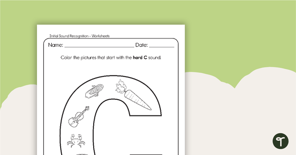 Initial Sound Recognition Worksheets (uppercase letters) – Complete Set A–Z teaching resource