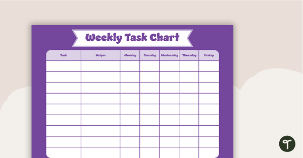 Plain Purple - Weekly Task Chart teaching resource