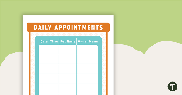 Appointment List - Vet's Surgery teaching resource