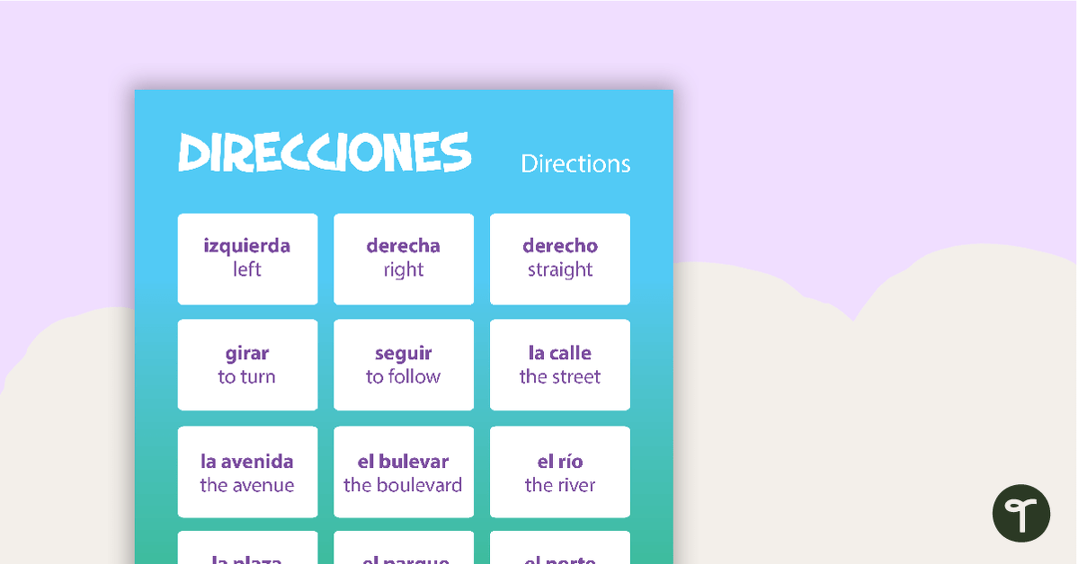 公关eview image for Directions - Spanish Language Poster - teaching resource