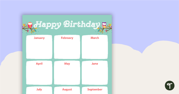 Owls - Happy Birthday Chart teaching resource