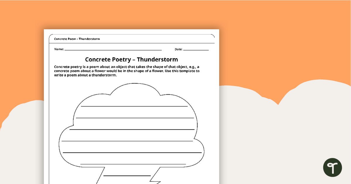 Concrete Poem Template – Thunderstorm teaching resource
