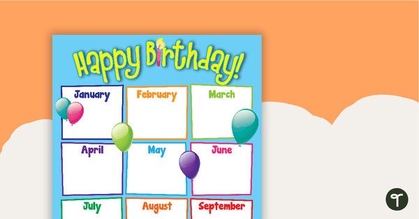 Happy Birthday Poster - Balloons teaching resource