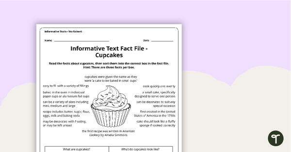 Informative Texts Writing Task - Cupcakes teaching resource