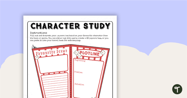 Go to Movie Character Study 3D Popcorn Box Template teaching resource