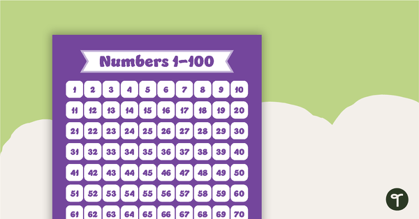 Plain Purple - Numbers 1 to 100 Chart teaching resource