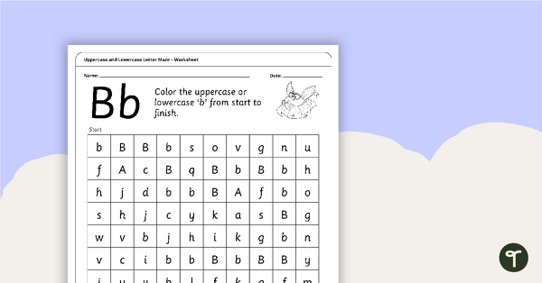 Go to Uppercase and Lowercase Letter Maze - 'Bb' teaching resource