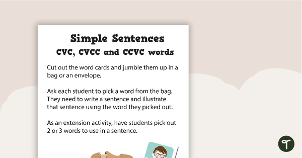 Go to CVC CCVC and CVCC Sentence Worksheet teaching resource