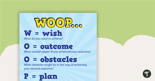 WOOP Motivational Behaviour Strategy Poster and Worksheet teaching resource