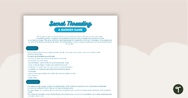 Secret Threading Task Cards teaching resource