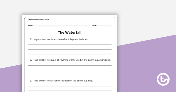 The Waterfall – Worksheet teaching resource