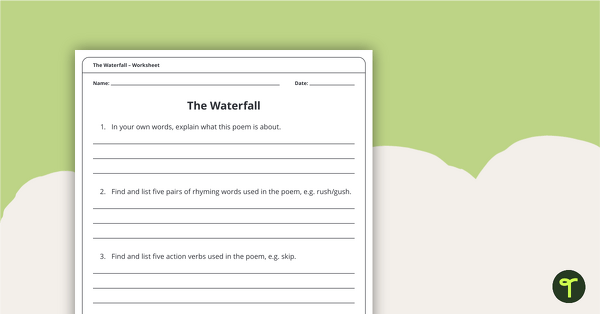 The Waterfall – Worksheet teaching resource