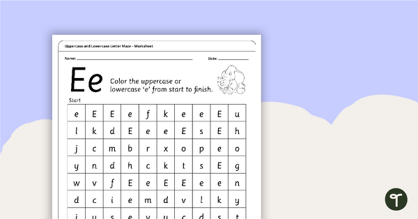 Uppercase and Lowercase Letter Maze - 'Ee' teaching resource