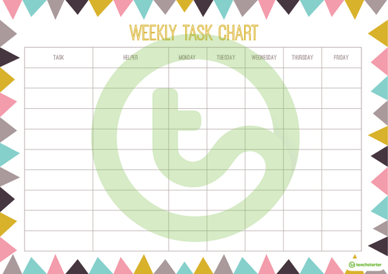 Pastel Flags - Weekly Task Chart teaching resource