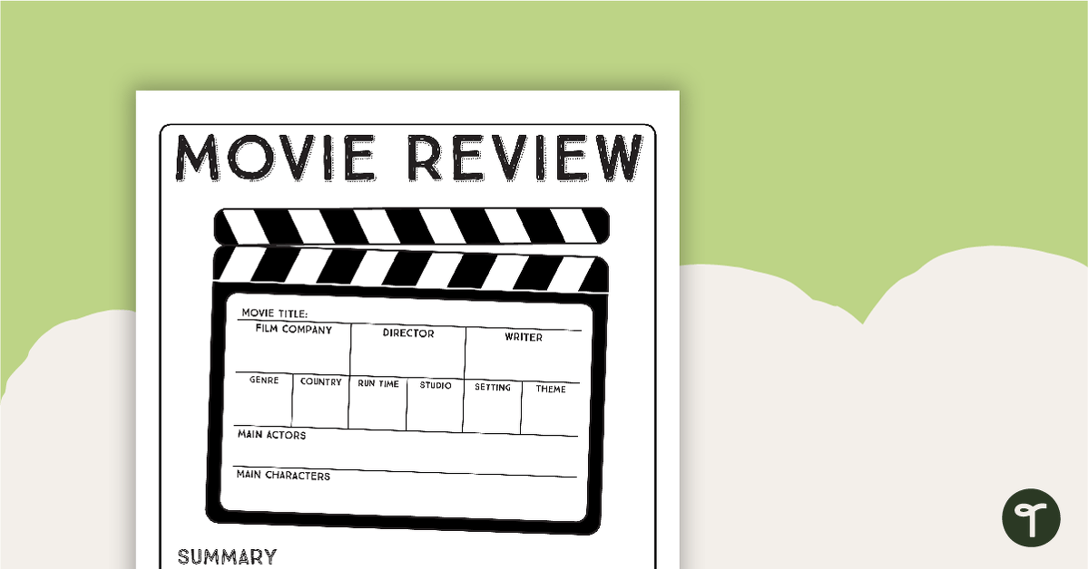 Movie Review Worksheet teaching resource