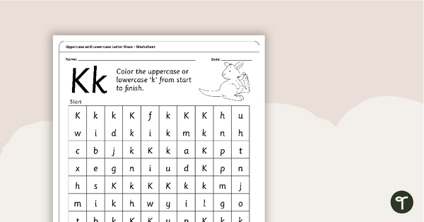 Go to Uppercase and Lowercase Letter Maze - 'Kk' teaching resource