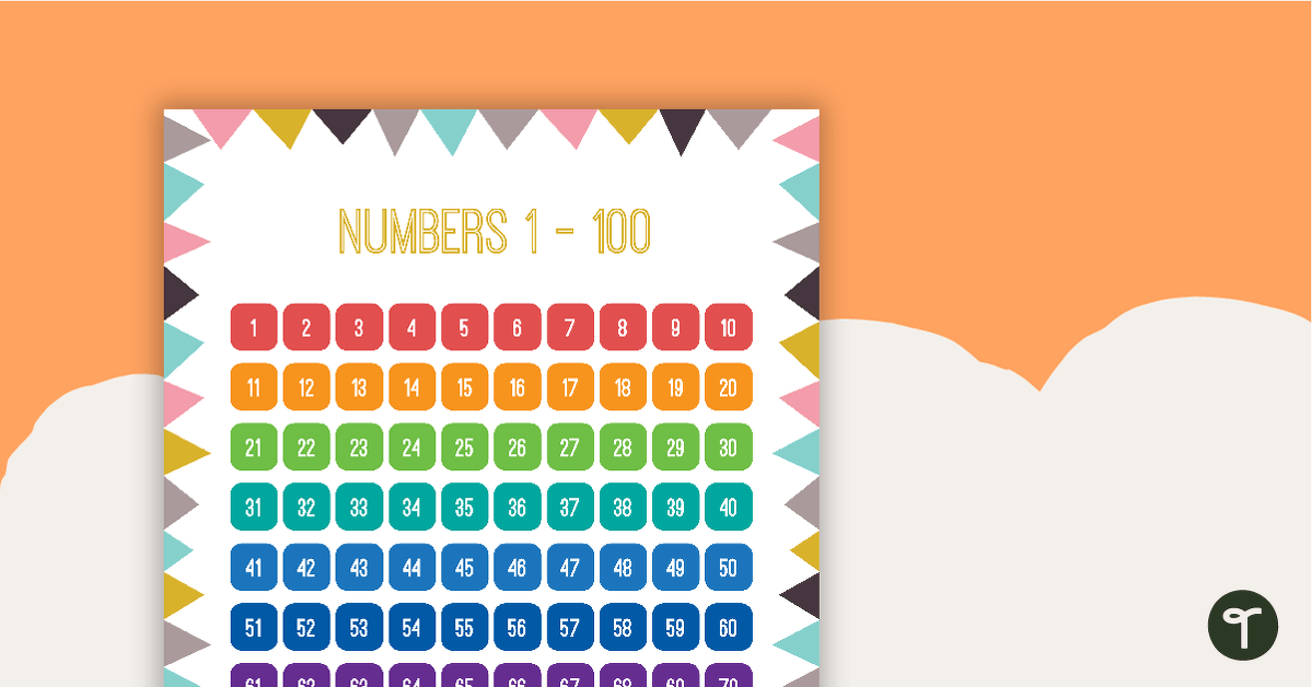 Pastel Flags - Numbers 1 to 100 Chart teaching resource