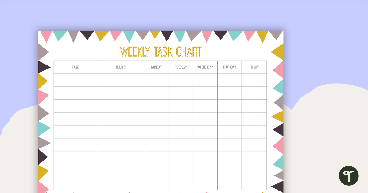 Pastel Flags - Weekly Task Chart teaching resource