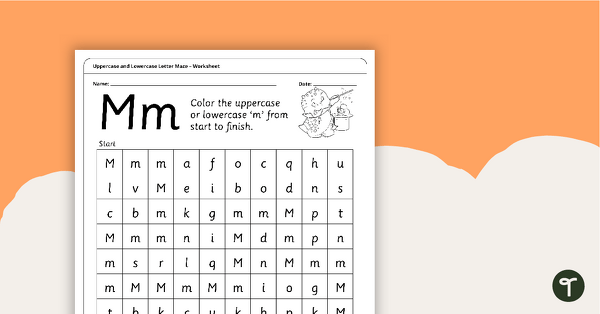 Uppercase and Lowercase Letter Maze - 'Mm' teaching resource