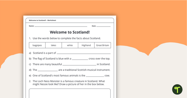 Welcome to Scotland! – Worksheet teaching resource
