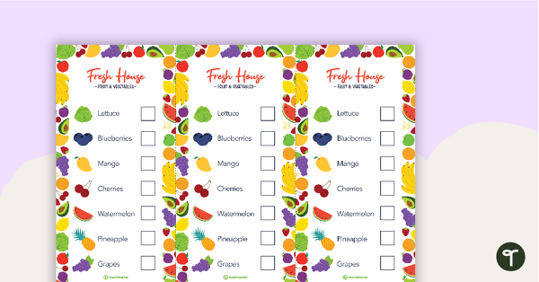 Fruit and Vegetable Shop Role Play - Shopping Lists teaching resource