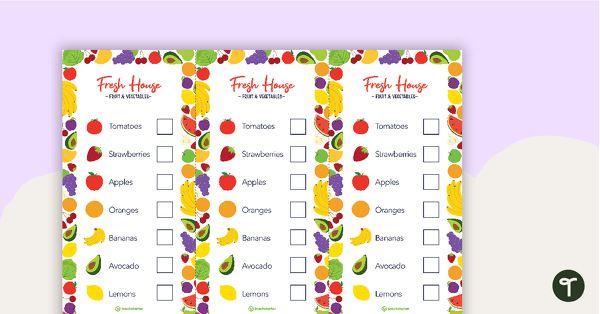 Fruit and Vegetable Shop Role Play - Shopping Lists teaching resource