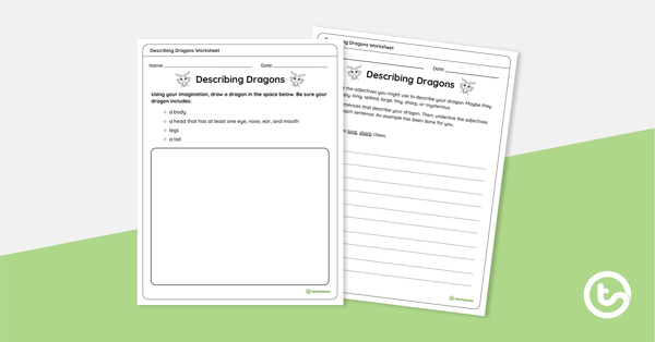 Preview image for Describing Dragons Worksheet - teaching resource