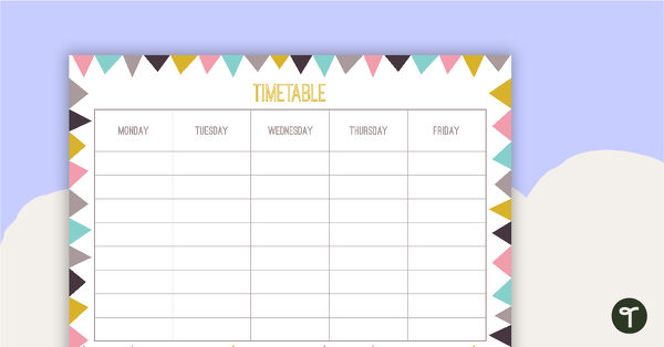 Pastel Flags - Weekly Timetable teaching resource
