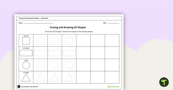 Preview image for Tracing and Drawing 2D Shapes Worksheet - teaching resource