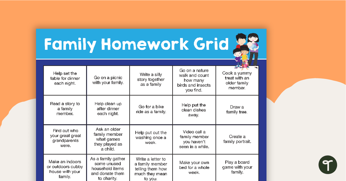 Family Homework Grid teaching resource