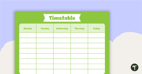 Go to Plain Green - Weekly Timetable teaching resource