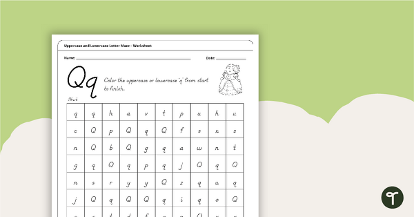 Go to Uppercase and Lowercase Letter Maze - 'Qq' teaching resource