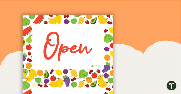 Fruit and Vegetable Shop Role Play - Open and Closed Sign teaching resource