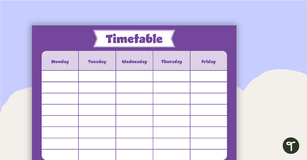 Go to Plain Purple - Weekly Timetable teaching resource