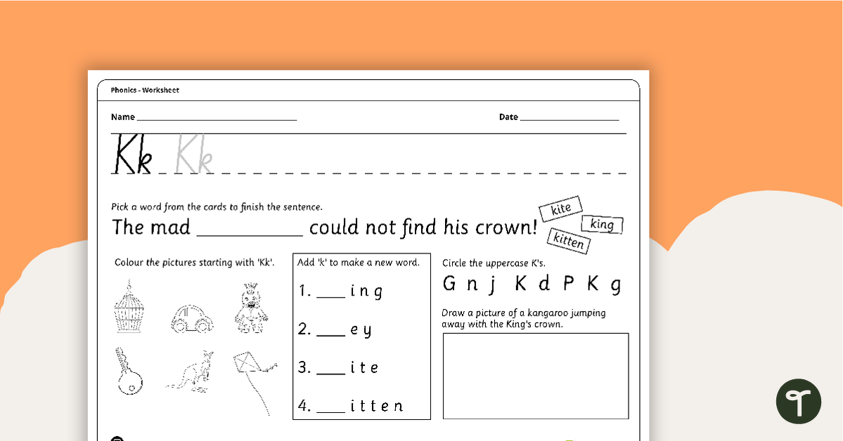 Letter Kk - Alphabet Worksheet teaching resource