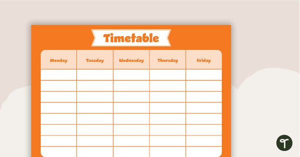 Plain Orange - Weekly Timetable teaching resource
