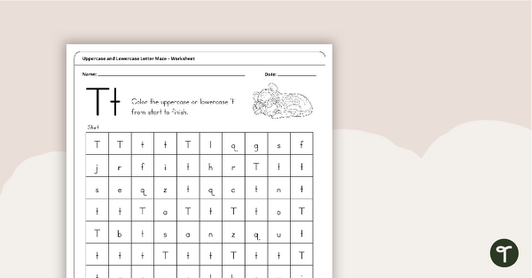 Preview image for Uppercase and Lowercase Letter Maze - 'Tt' - teaching resource