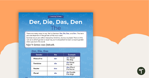The – German Language Poster teaching resource