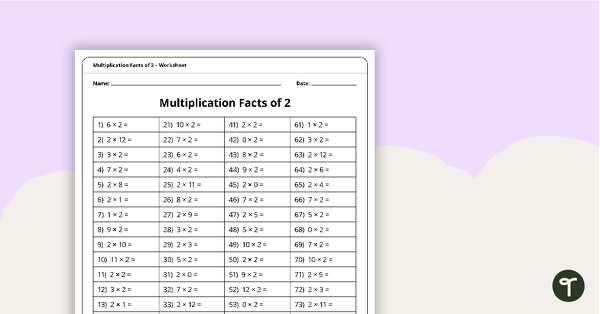Go to Multiplication and Division Speed Drill Worksheets – Facts of 2 teaching resource