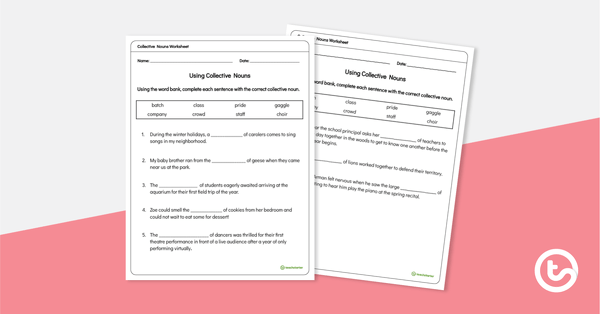 Image of Collective Nouns Worksheet