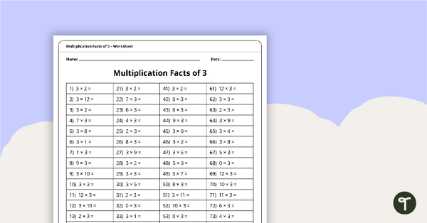 Preview image for Multiplication and Division Speed Drill Worksheets – Facts of 3 - teaching resource