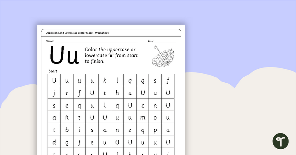 Go to Uppercase and Lowercase Letter Maze - 'Uu' teaching resource