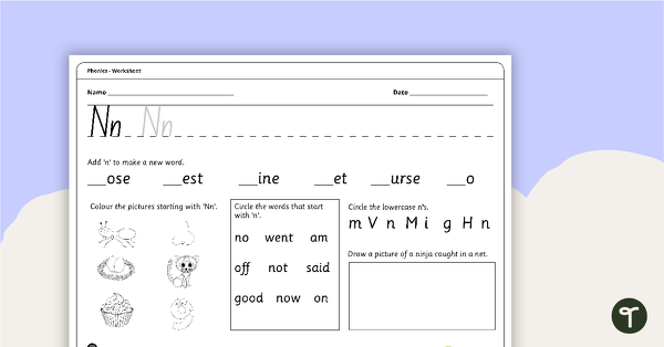 Go to Letter Nn - Alphabet Worksheet teaching resource
