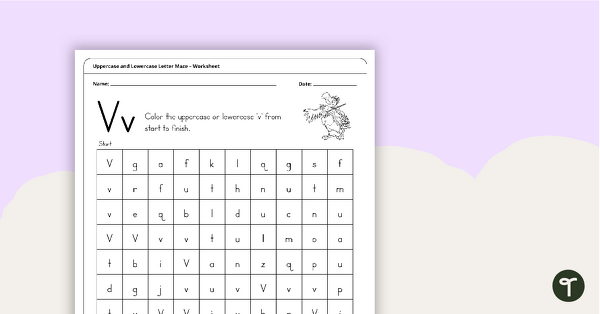 Go to Uppercase and Lowercase Letter Maze - 'Vv' teaching resource