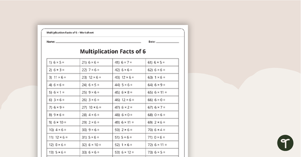 Multiplication and Division Speed Drill Worksheets – Facts of 6 teaching resource