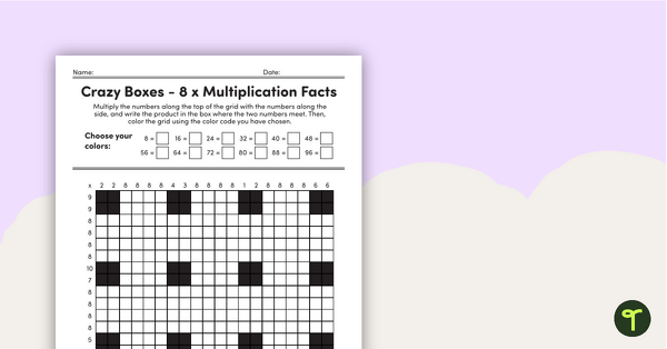 Crazy Boxes – Multiplication Facts of 8 teaching resource
