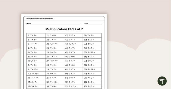 Multiplication and Division Speed Drill Worksheets – Facts of 7 teaching resource