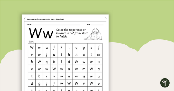 Go to Uppercase and Lowercase Letter Maze - 'Ww' teaching resource