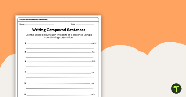 Image of Writing Compound Sentences with Conjunctions Worksheet